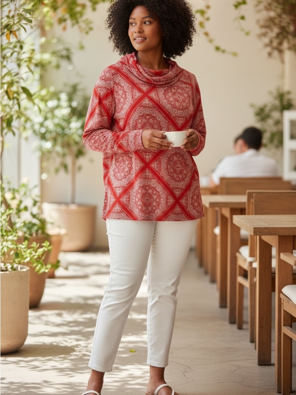 LuLaRoe Amber lightweight Hoodie Red and White Bandana Print 2 XL